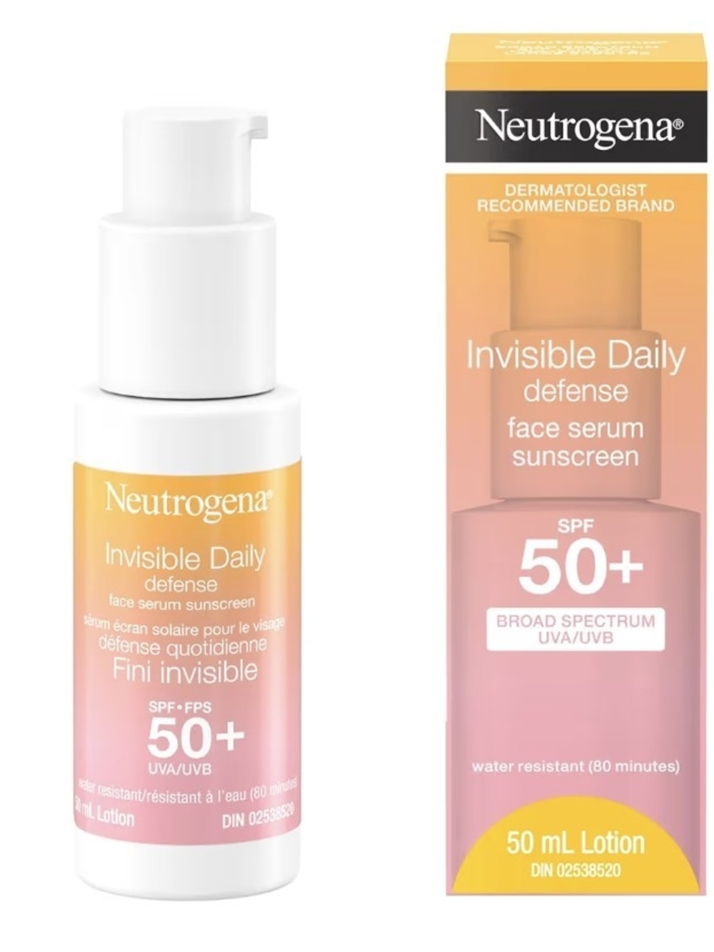 Neutrogena Invisible Daily Defense Face Serum Sunscreen - Pink, Orange, White